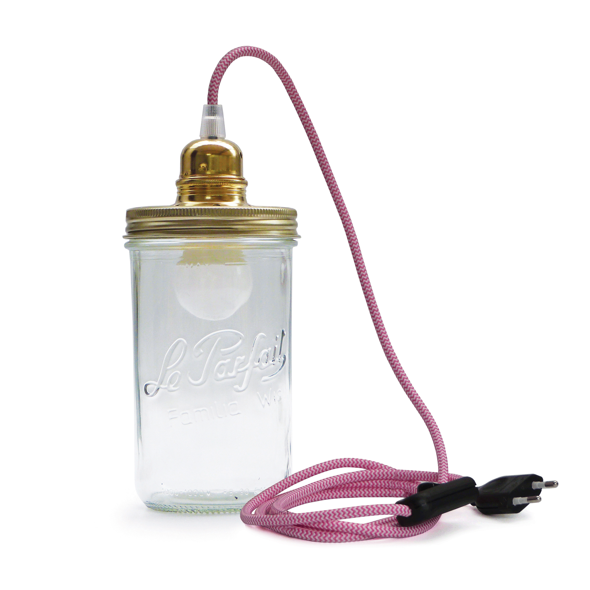 Lampe bocal à poser fil rose (photo) Lampe bocal à poser fil rose