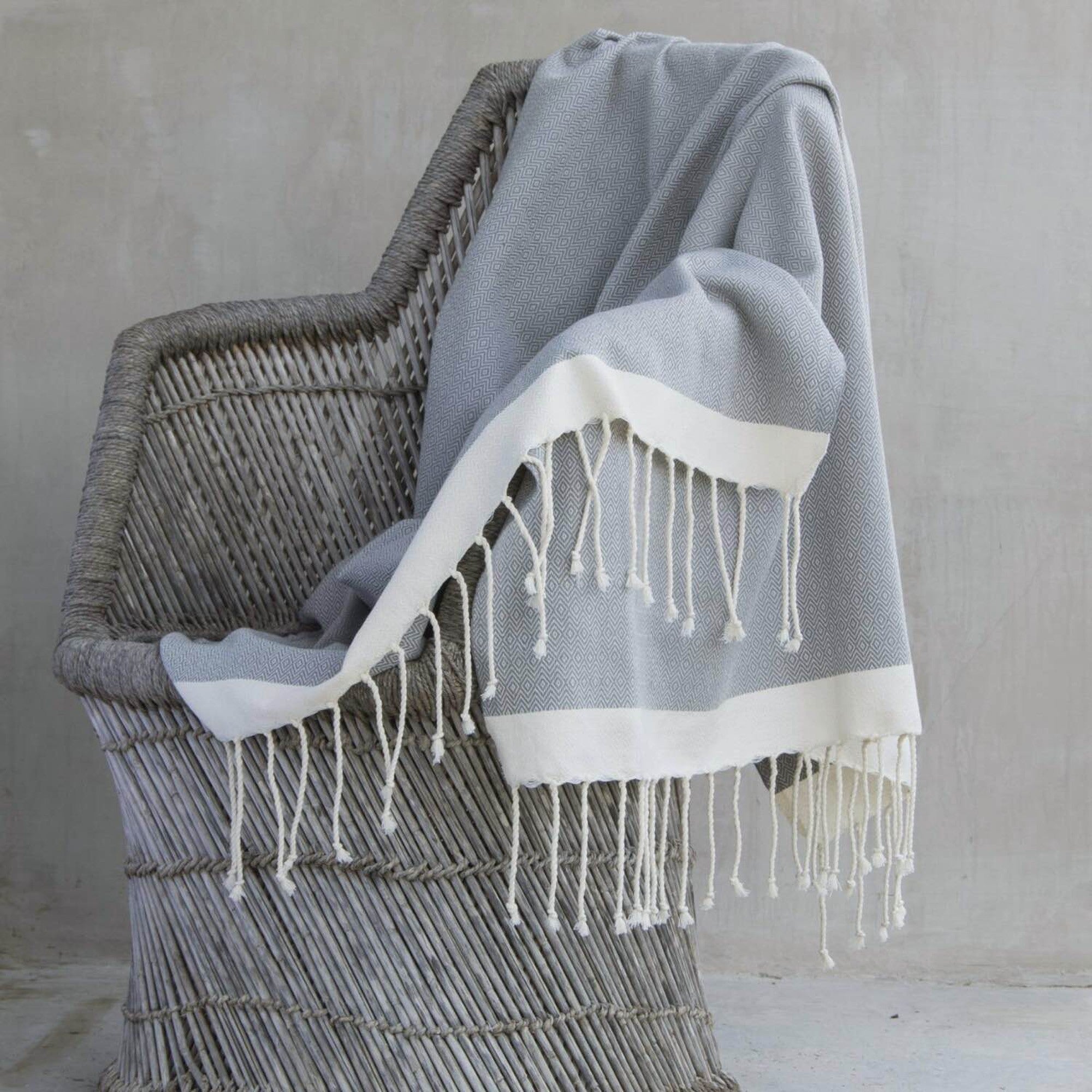Plaid 130x170 gris moyen / écru Plaid 130x170 gris moyen / écru