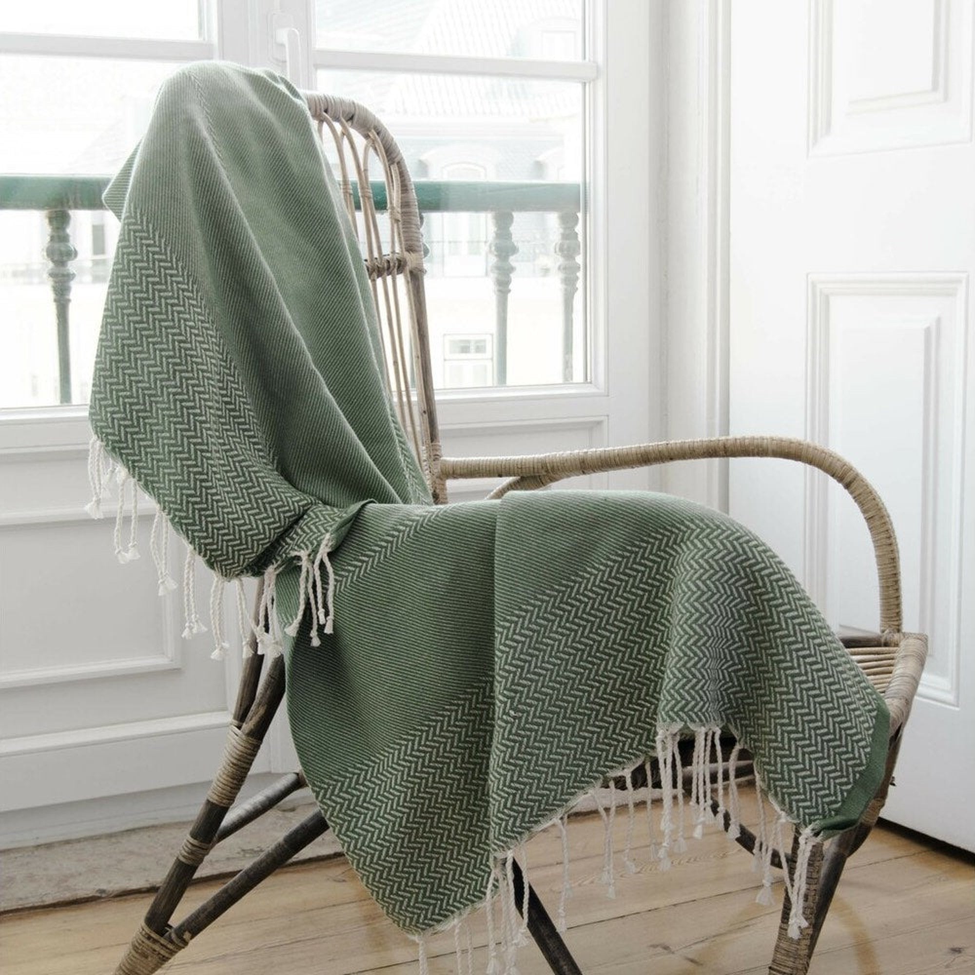 Plaid en coton 130x170 Vert kaki Plaid en coton 130x170 Vert kaki