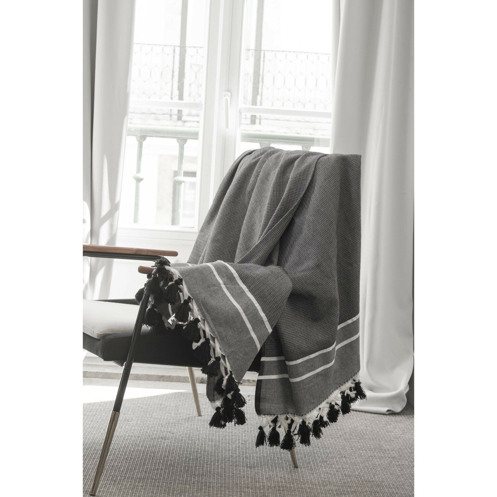 Plaid en coton 160x250 Noir Plaid en coton 160x250 Noir