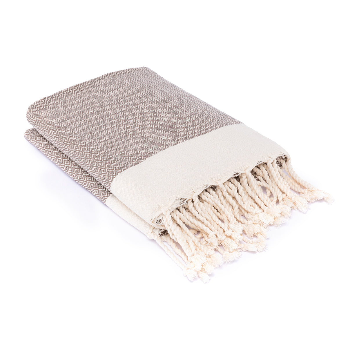 Plaid coton taupe / écru 160x250