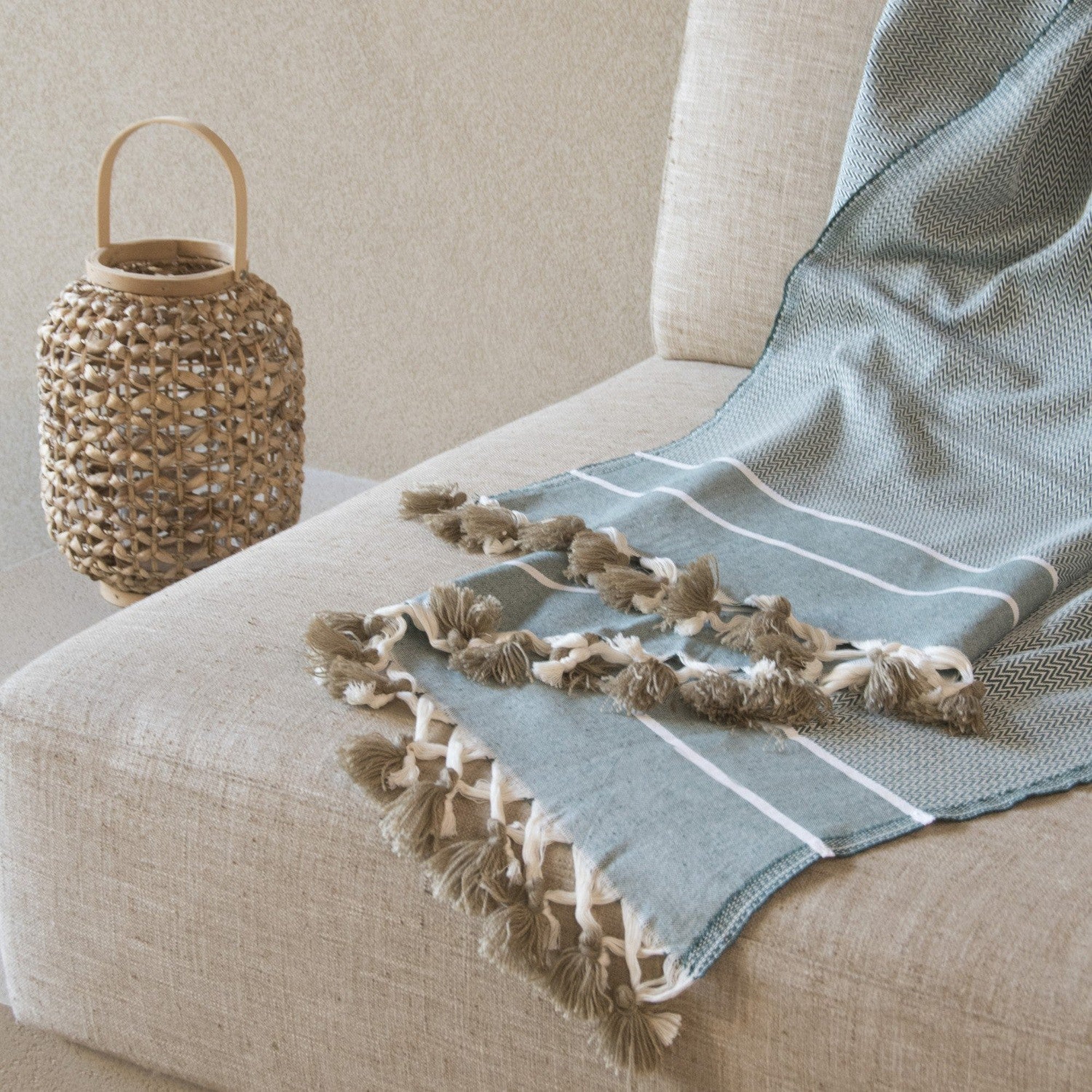 Plaid coton vert kaki 160x250