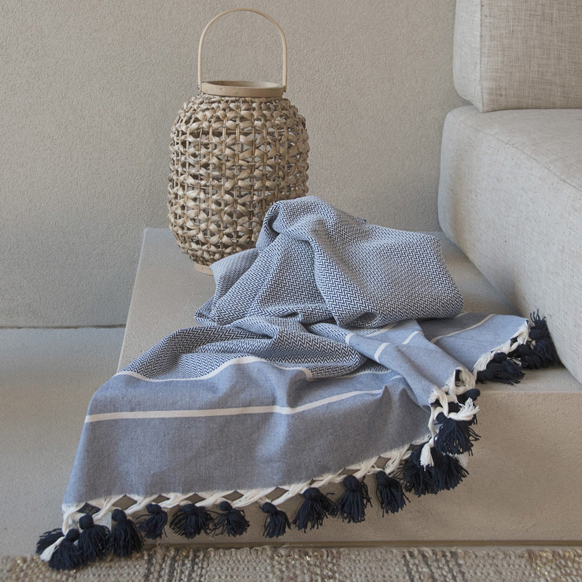 Plaid en coton 130x170 Bleu pétrole Plaid en coton 130x170 Bleu pétrole