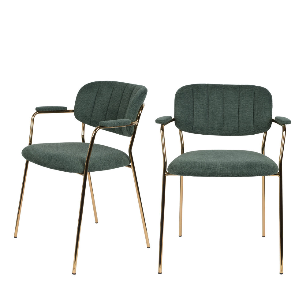 2 chaises avec accoudoirs et pieds dorés vert 2 chaises avec accoudoirs et pieds dorés vert