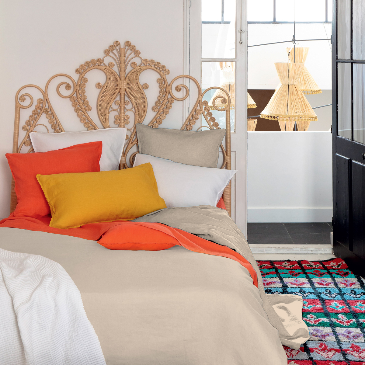 Drap housse Lin Beige 180 x 200 cm (photo) Drap housse Lin Beige 180 x 200 cm