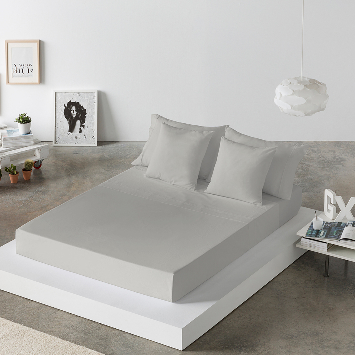 Drap de lit en coton gris 250x280 Drap de lit en coton gris 250x280