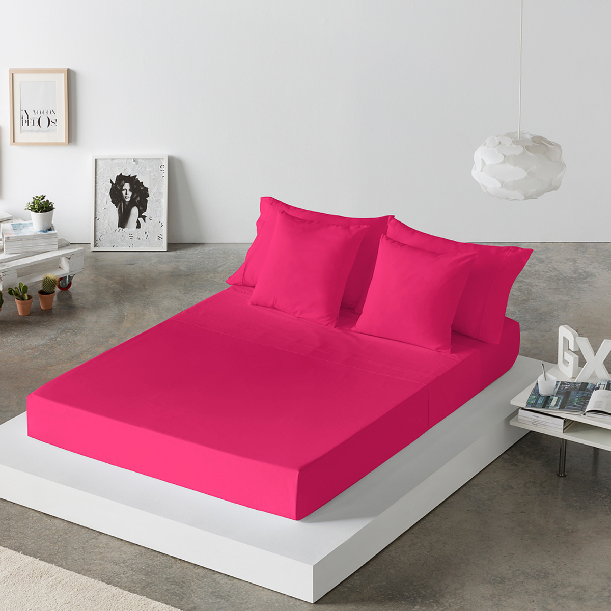 Drap de lit en coton bleu fucchsia 250x280 Drap de lit en coton bleu fucchsia 250x280