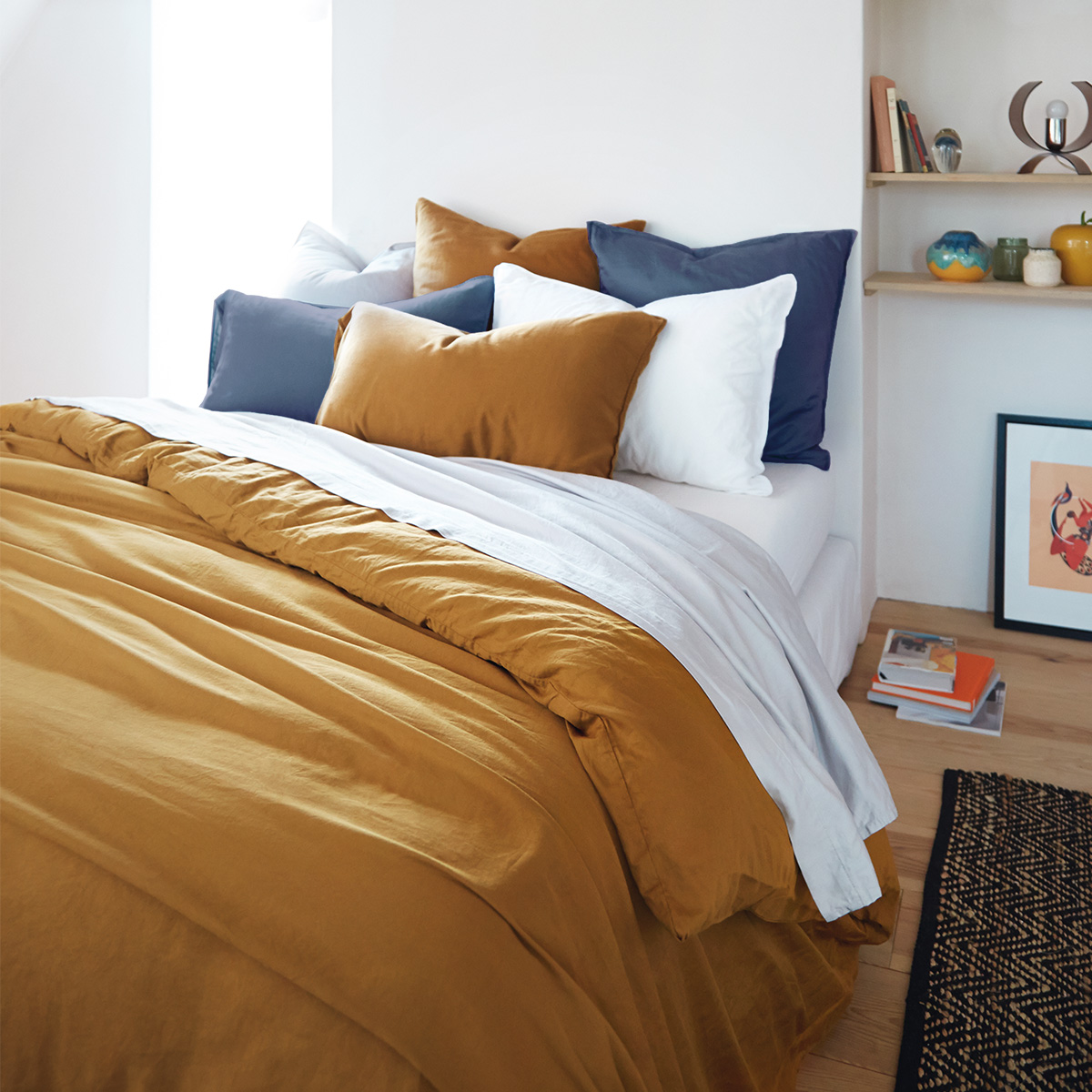 Housse de couette satin Jaune 260 x 240 cm Housse de couette satin Jaune 260 x 240 cm