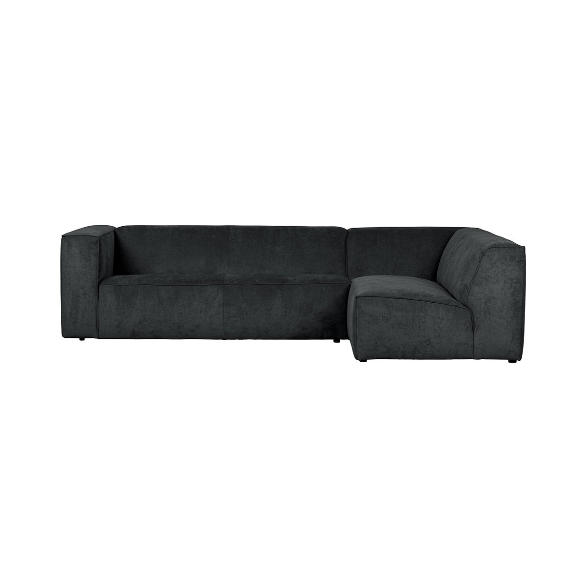 Canapé d'angle droit 4 places en tissu côtelé gris anthracite