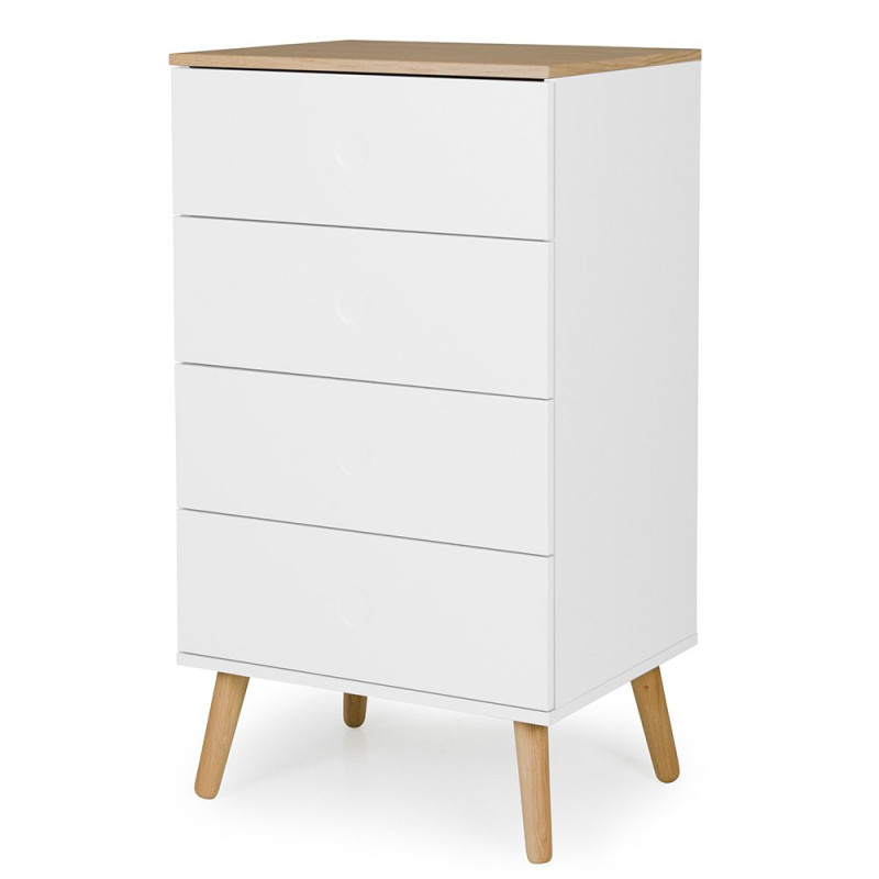 Commode haute scandinave 4 tiroirs blanc