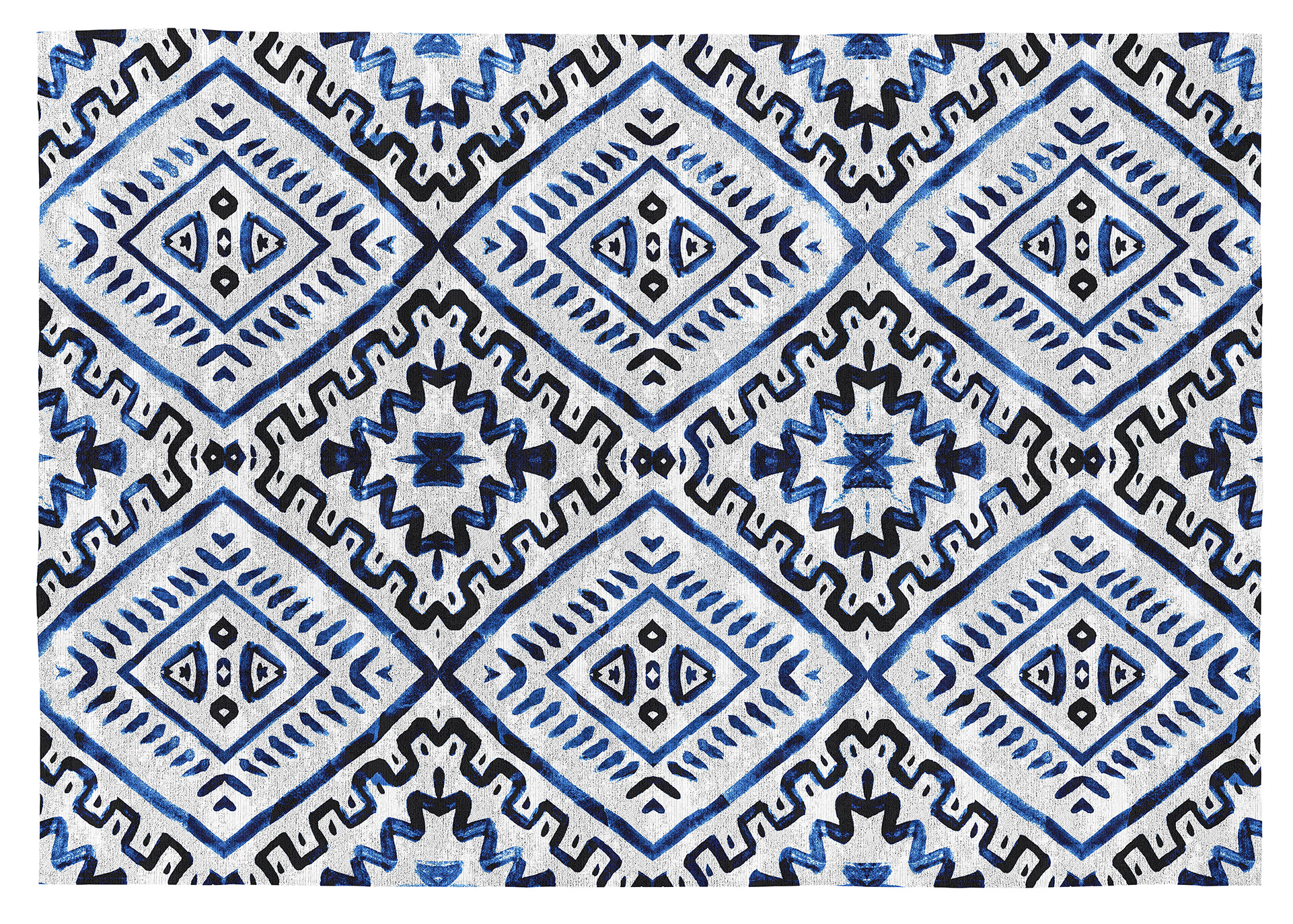 Tapis décoratif en coton en impression digital bleu 120x170