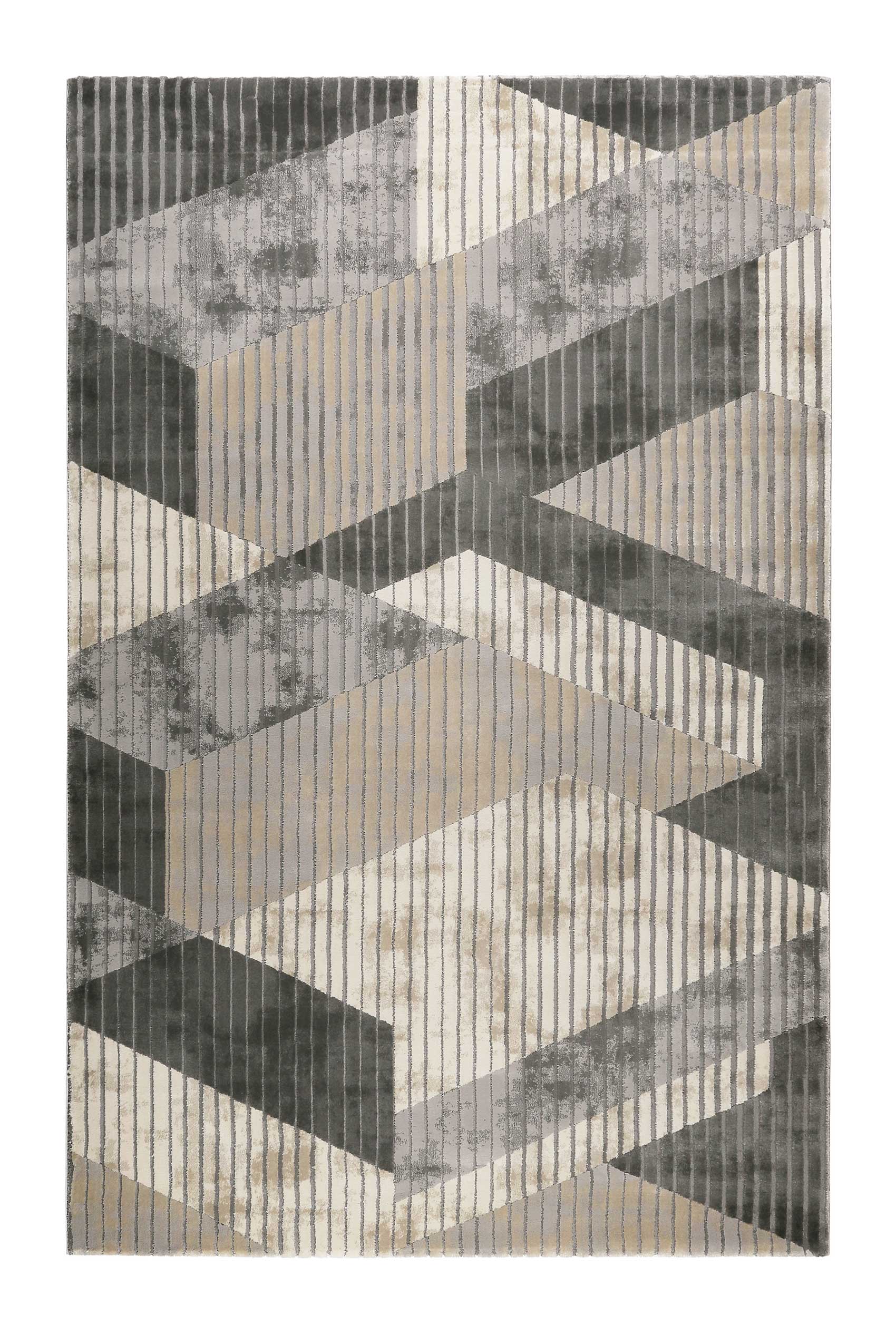 Tapis motif effet 3D relief tons de gris pour salon/ chambre 200x133