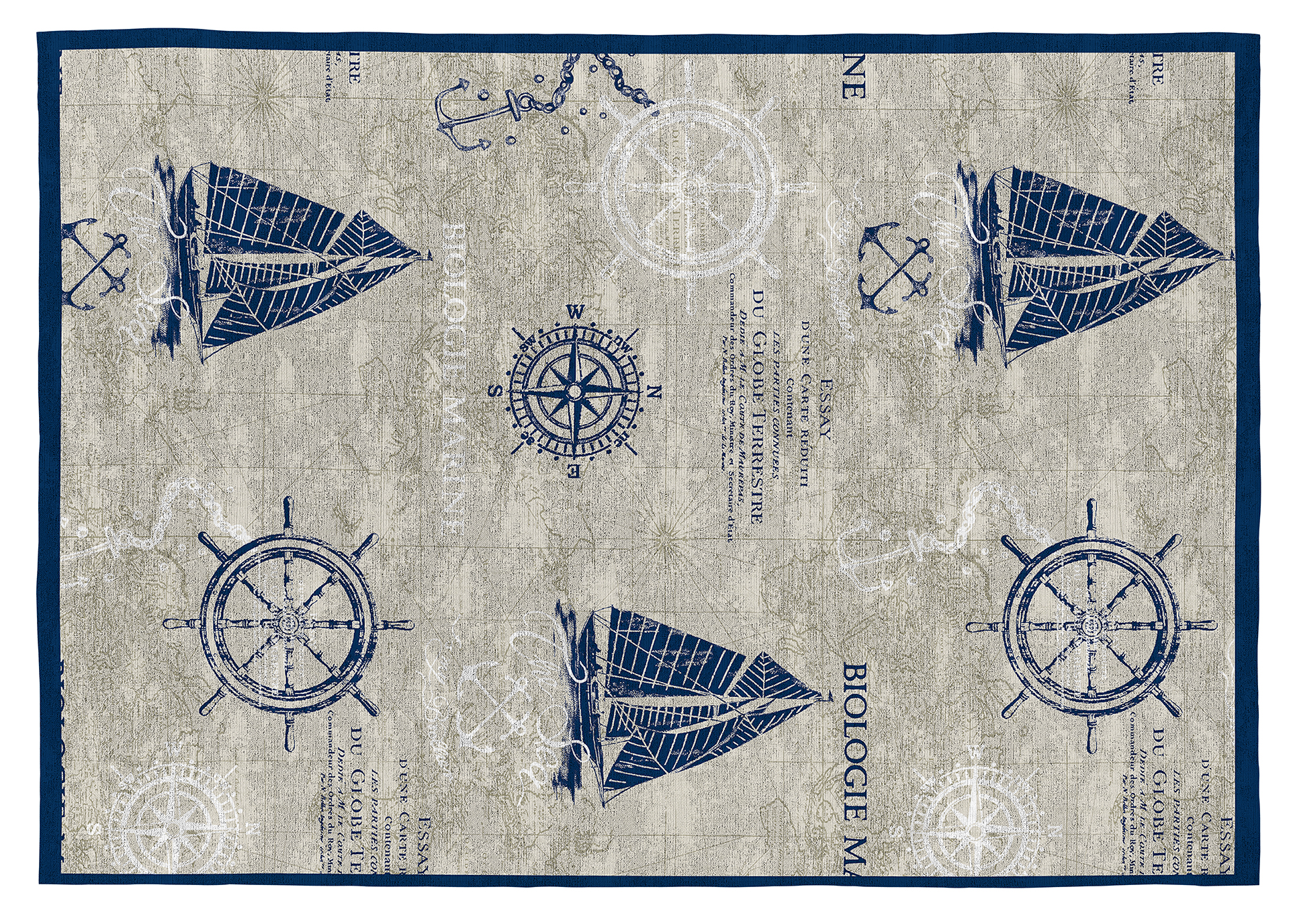Tapis décoratif en coton en impression digital bleu 120x170 Tapis décoratif en coton en impression digital bleu 120x170