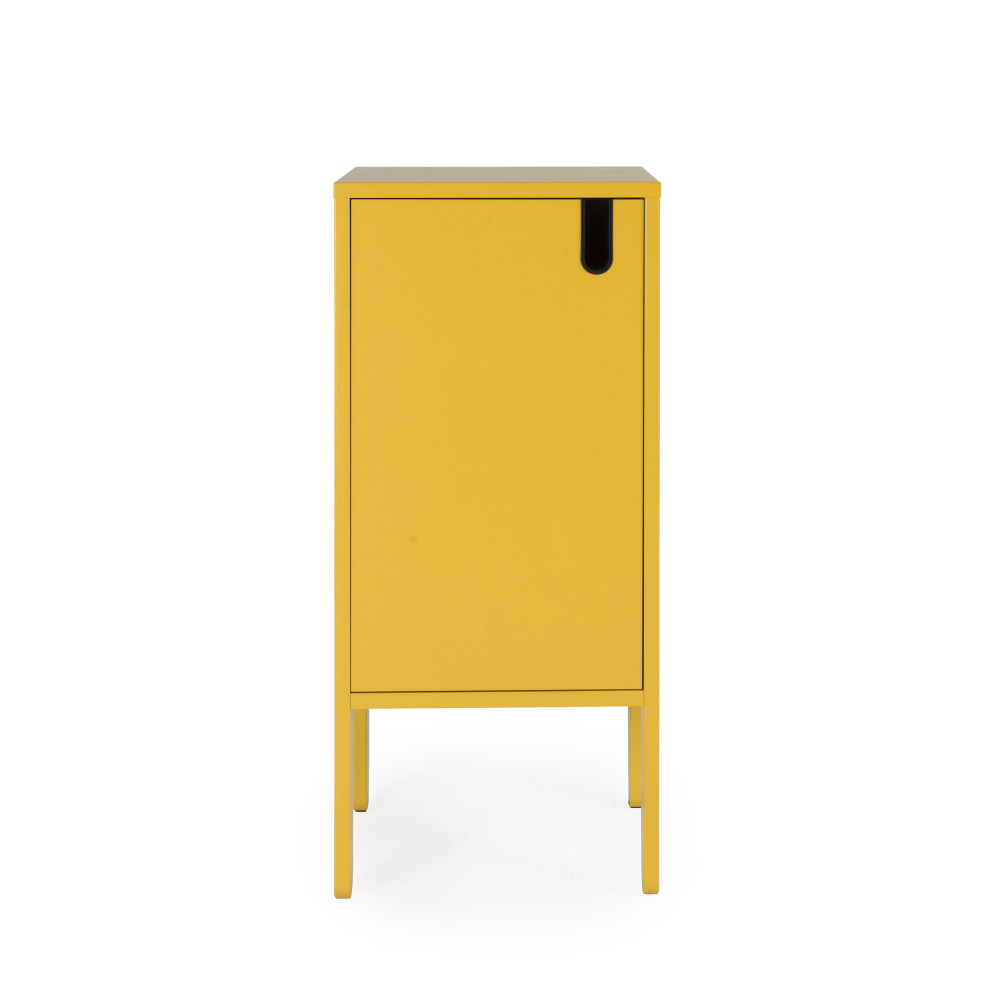 Petit meuble de rangement en bois H89cm jaune moutarde