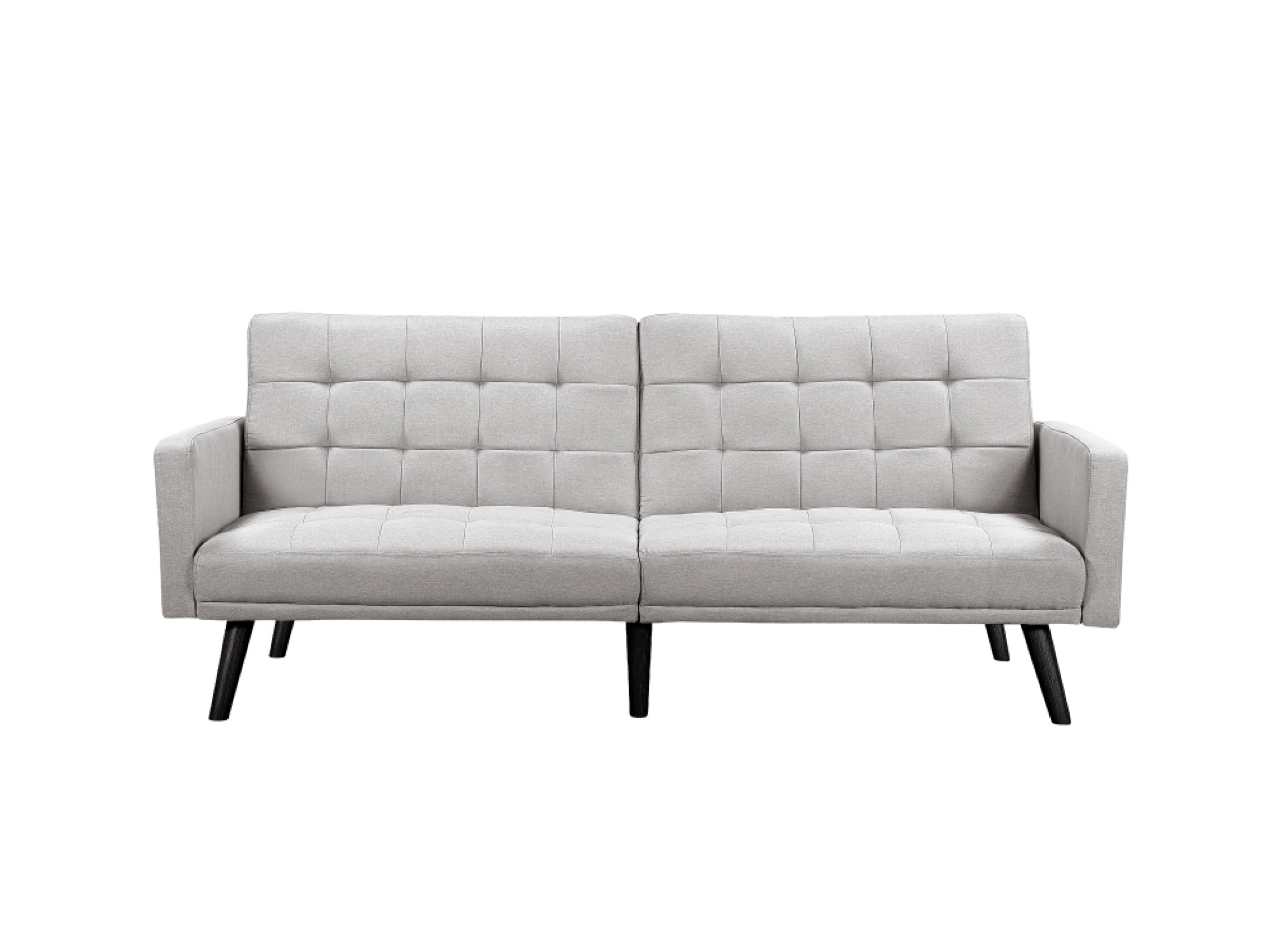 Canapé droit scandinave 3 places convertible en tissu gris clair