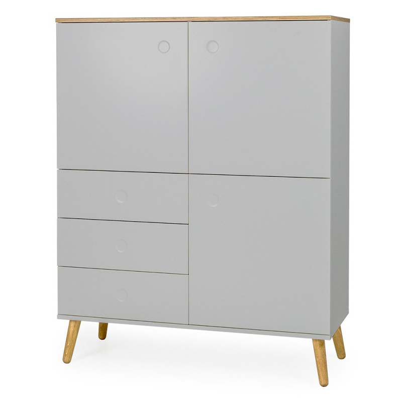 Buffet haut 3 portes 3 tiroirs style scandinave Gris
