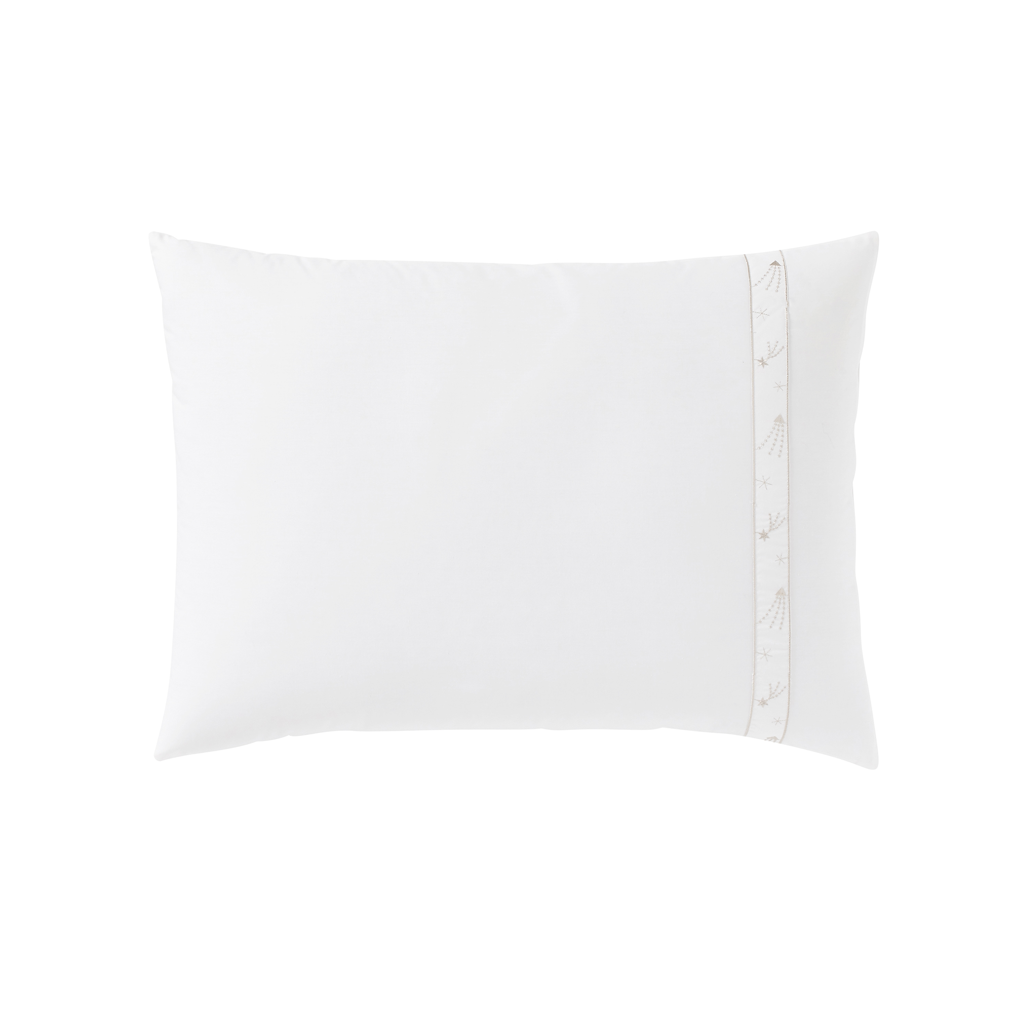 Taie d'oreiller brodée en coton blanc 50x70