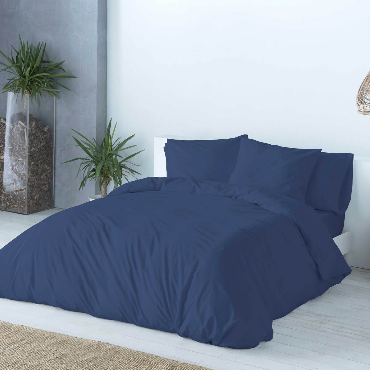 Housse de couette en coton bicolore réversible 140x200
