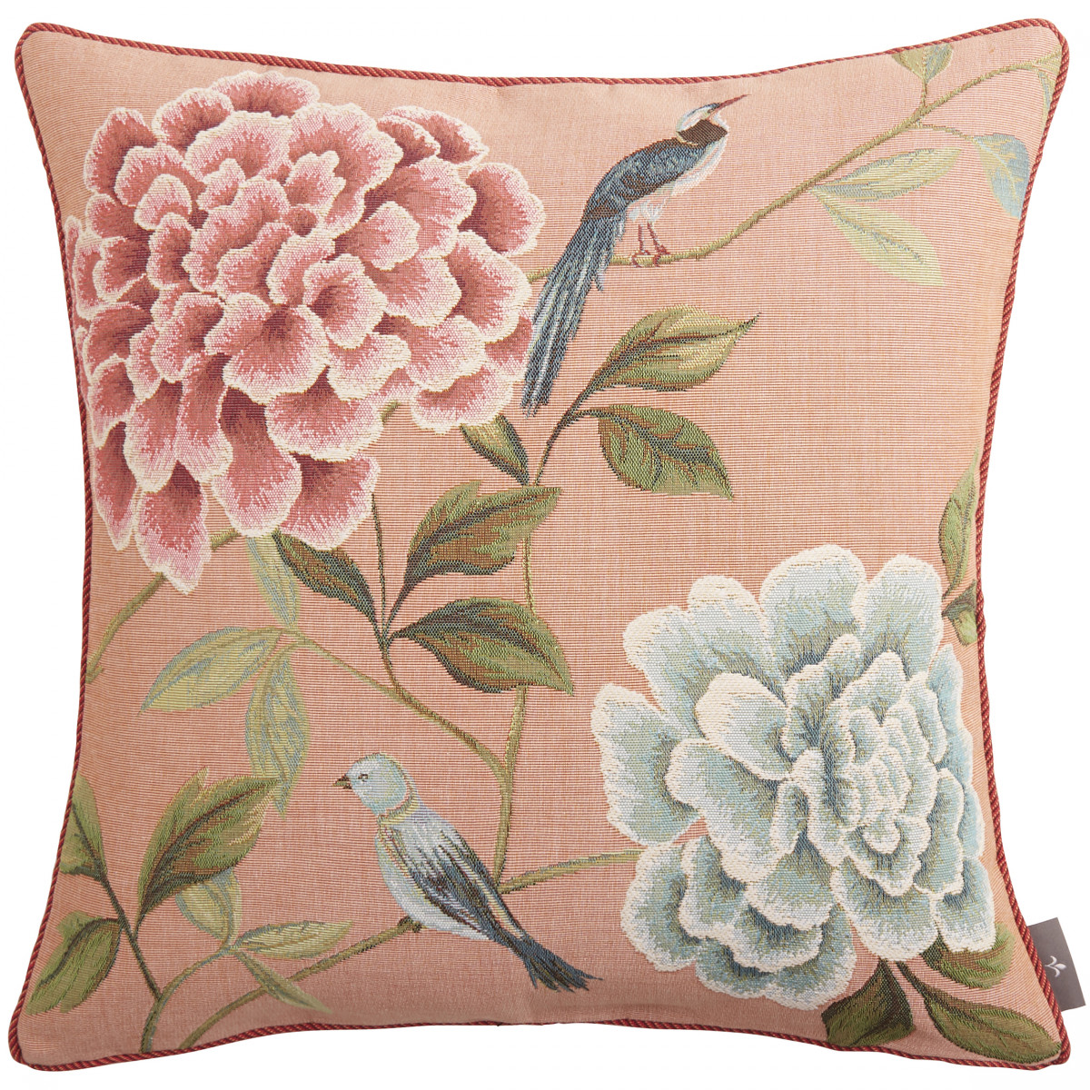 Coussin tapisserie fleurs oiseaux bleus Rose 50 x 50 Coussin tapisserie fleurs oiseaux bleus Rose 50 x 50
