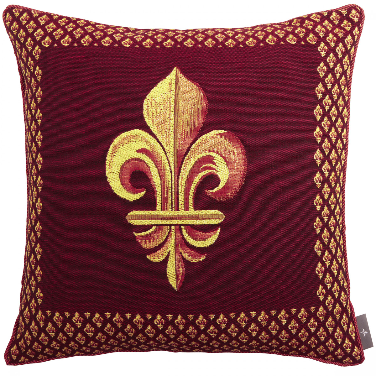 Coussin tapisserie fleurs de lys encadrée Rouge 50 x 50 Coussin tapisserie fleurs de lys encadrée Rouge 50 x 50