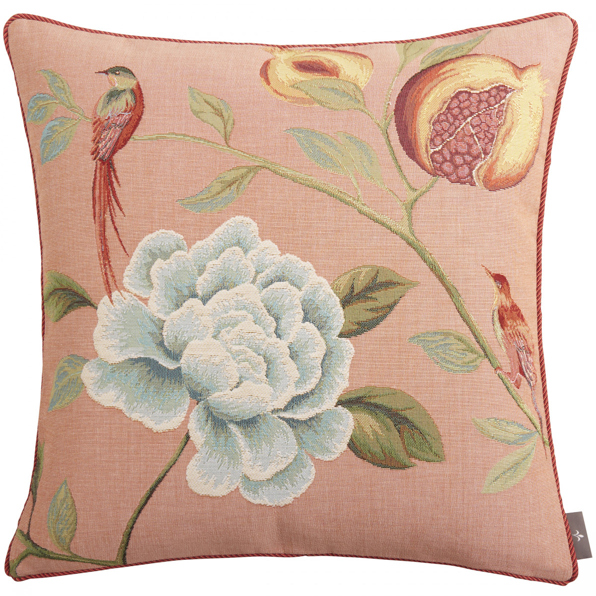 Coussin tapisserie grenadier oiseaux rouge Rose 50 x 50 Coussin tapisserie grenadier oiseaux rouge Rose 50 x 50