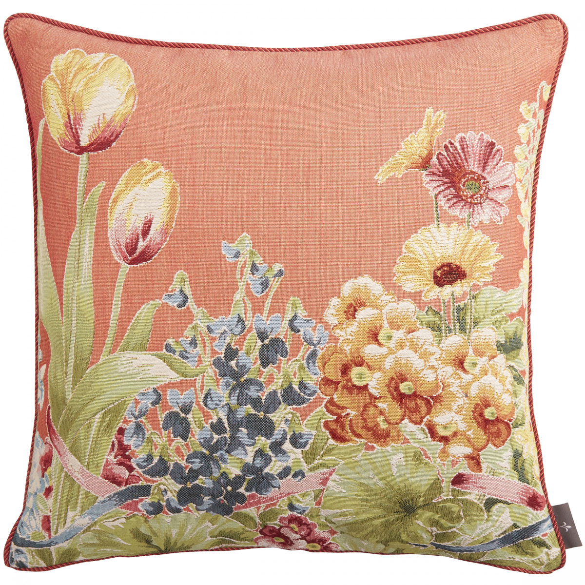 Coussin tapisserie jardin de fleurs Orange 50 x 50 Coussin tapisserie jardin de fleurs Orange 50 x 50