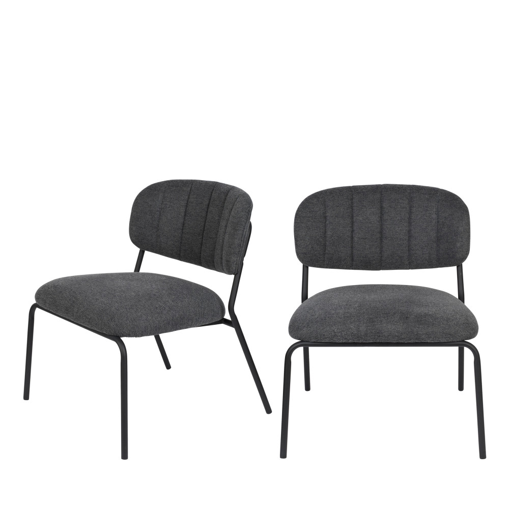 2 chaises lounge pieds noirs gris foncé (photo) 2 chaises lounge pieds noirs gris foncé