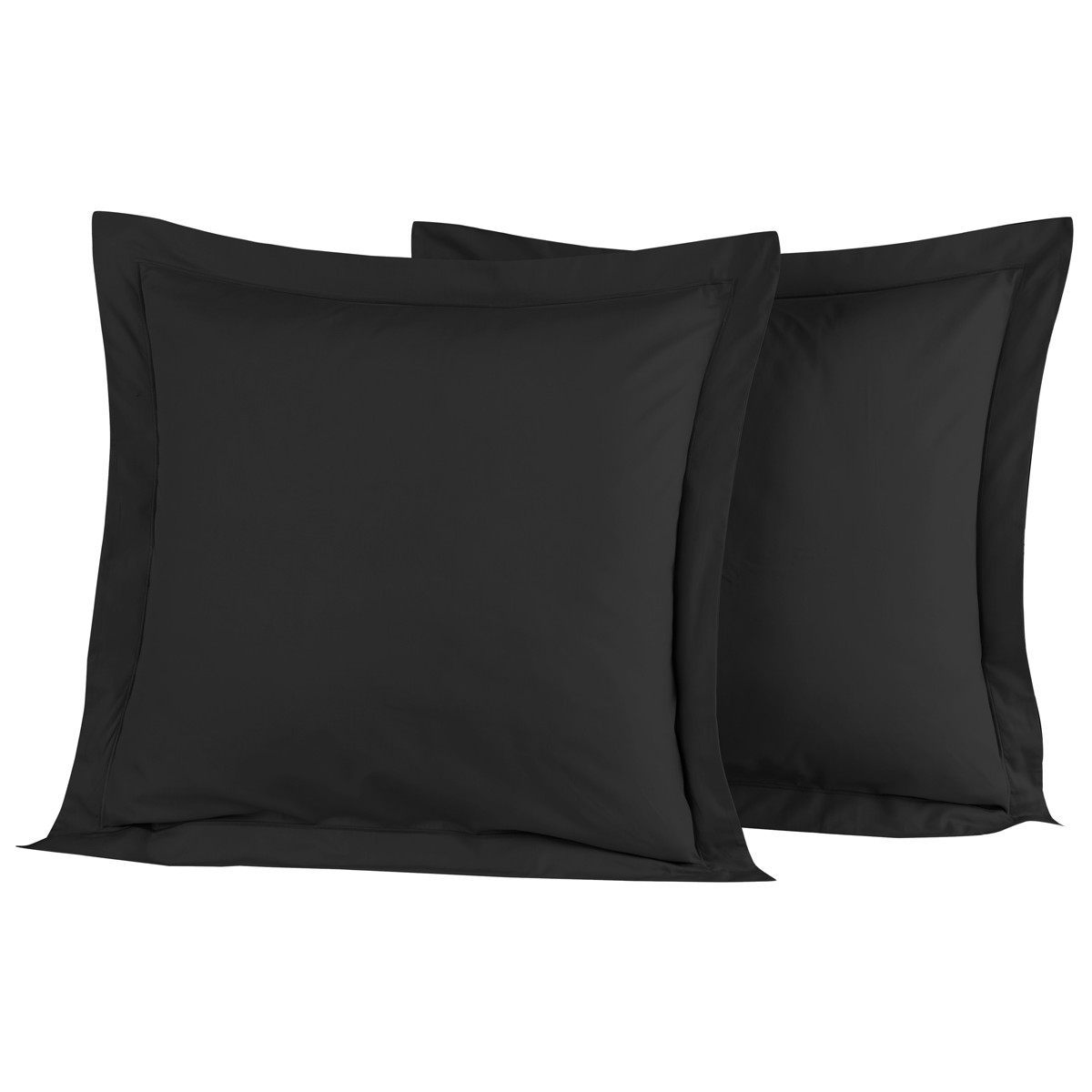 Lot de 2 taies d'oreiller en percal Anthracite 65x65 cm Lot de 2 taies d'oreiller en percal Anthracite 65x65 cm
