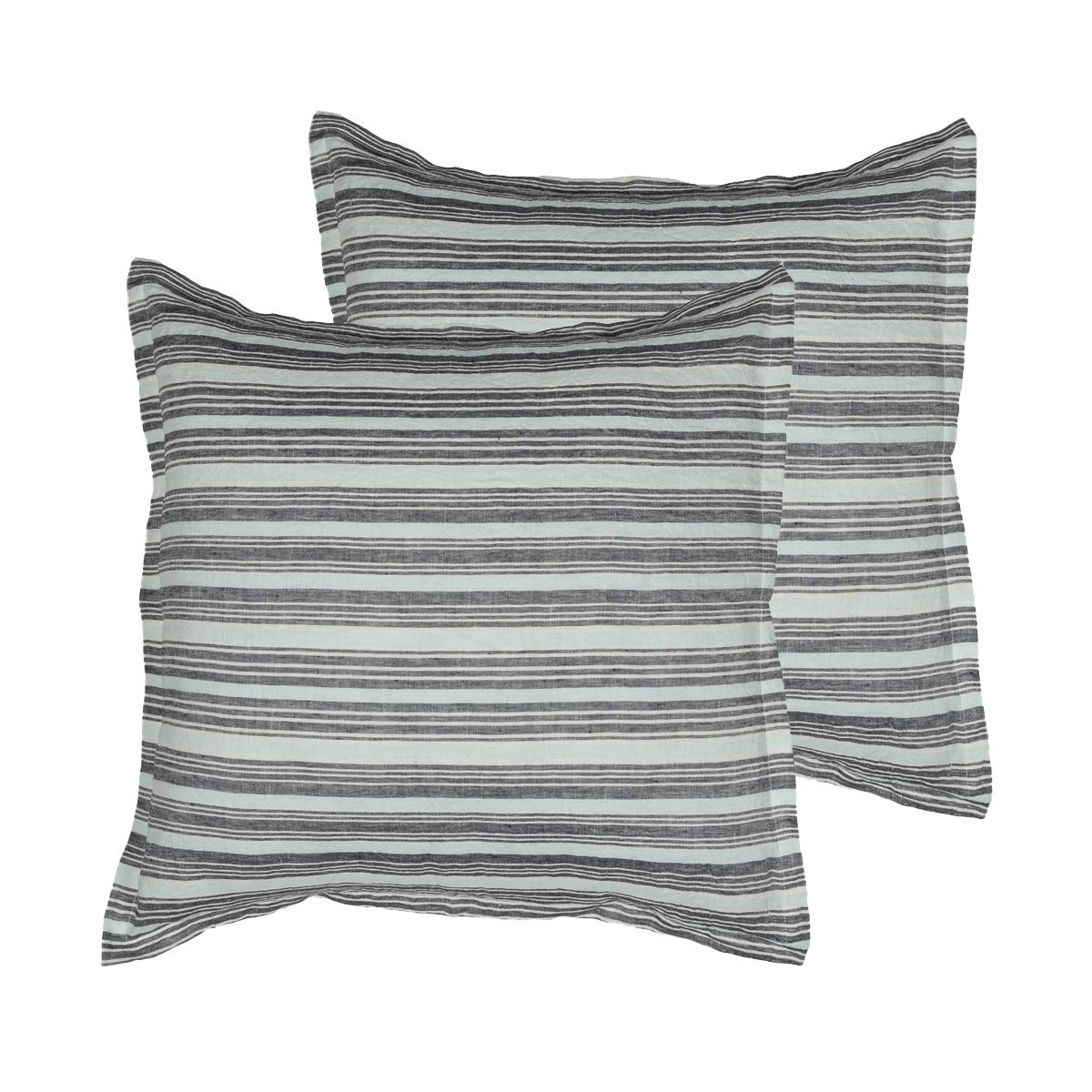 Lot de 2 taies d'oreiller en lin/co Anthracite 65x65 cm Lot de 2 taies d'oreiller en lin/co Anthracite 65x65 cm
