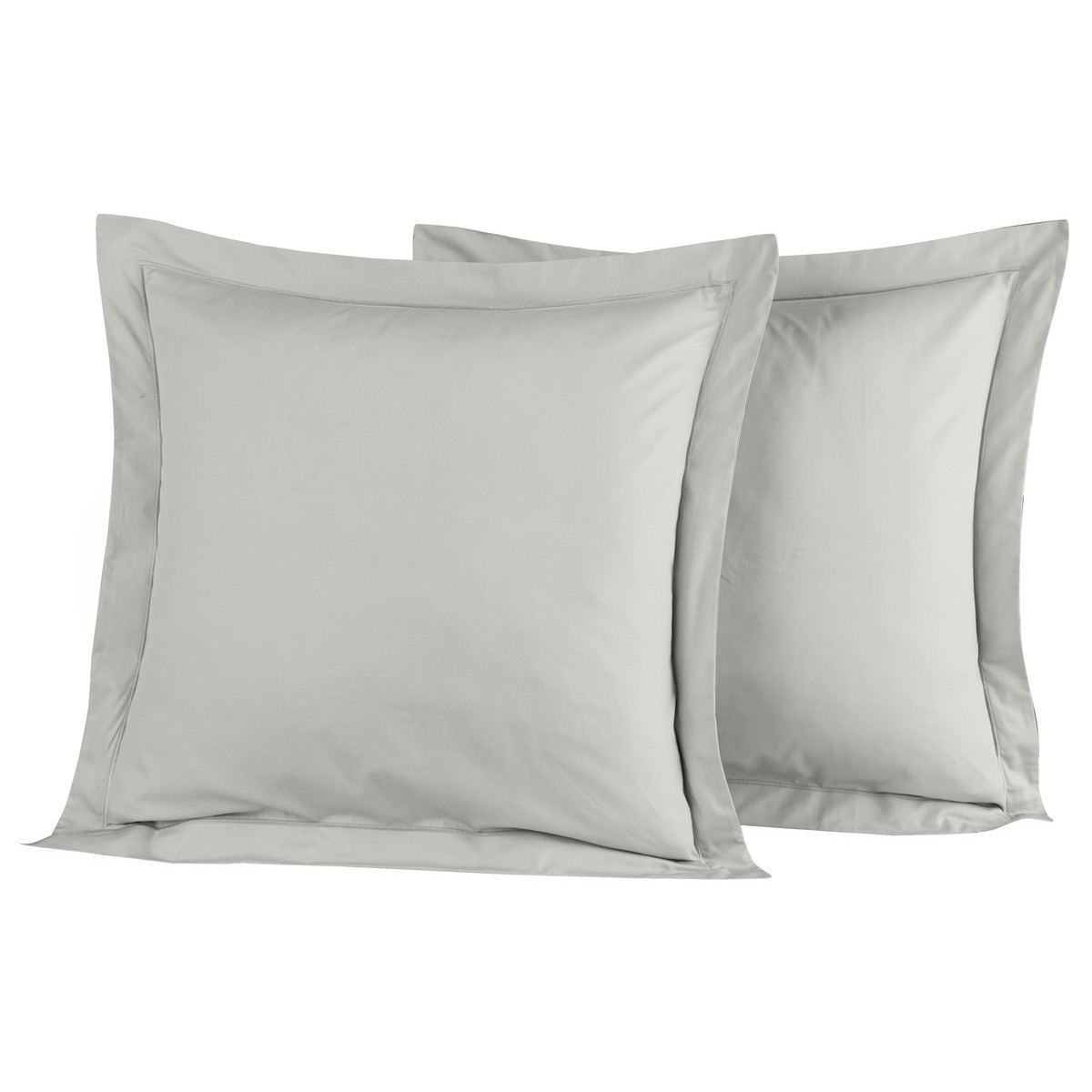 Lot de 2 taies d'oreiller en percal Gris Perle 65x65 cm Lot de 2 taies d'oreiller en percal Gris Perle 65x65 cm