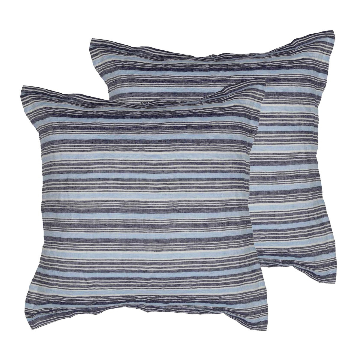 Lot de 2 taies d'oreiller en lin/co Indigo 65x65 cm Lot de 2 taies d'oreiller en lin/co Indigo 65x65 cm