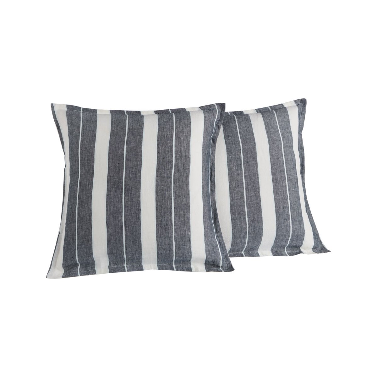 2 taies d'oreiller en lin lavé/coton Anthracite 65x65 cm 2 taies d'oreiller en lin lavé/coton Anthracite 65x65 cm