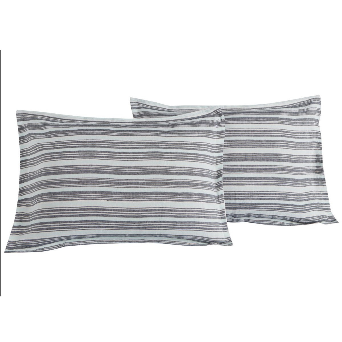 Lot de 2 taies d'oreiller en lin/co Anthracite 50x70 cm Lot de 2 taies d'oreiller en lin/co Anthracite 50x70 cm