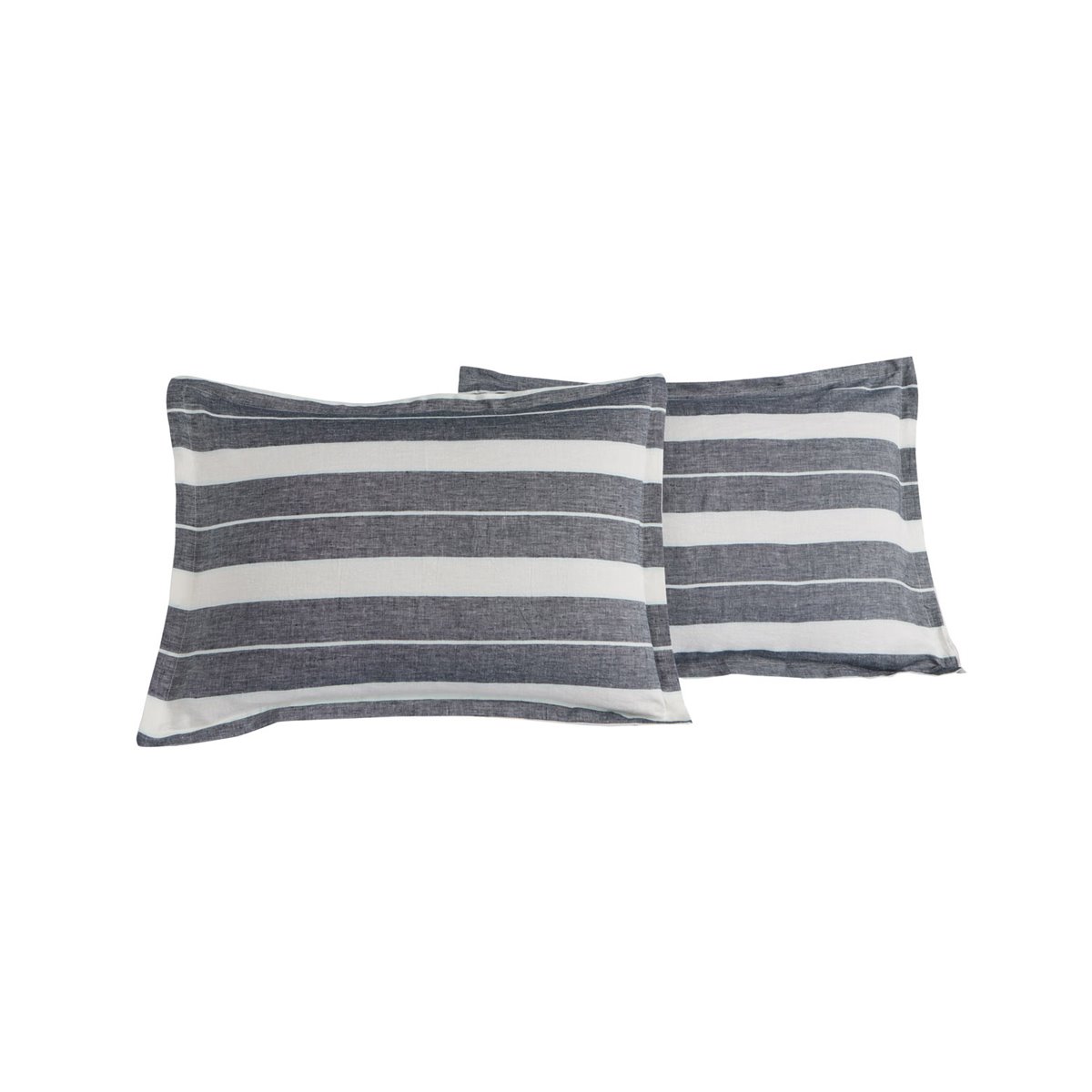 Lot de 2 taies d'oreiller en lin/co Anthracite 50x70 cm Lot de 2 taies d'oreiller en lin/co Anthracite 50x70 cm