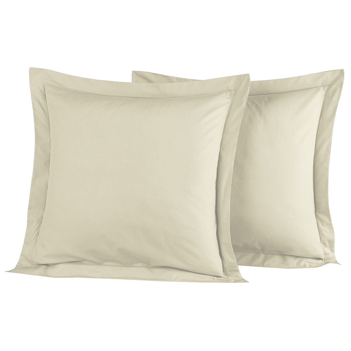 Lot de 2 taies d'oreiller en percal Ficelle 65x65 cm Lot de 2 taies d'oreiller en percal Ficelle 65x65 cm