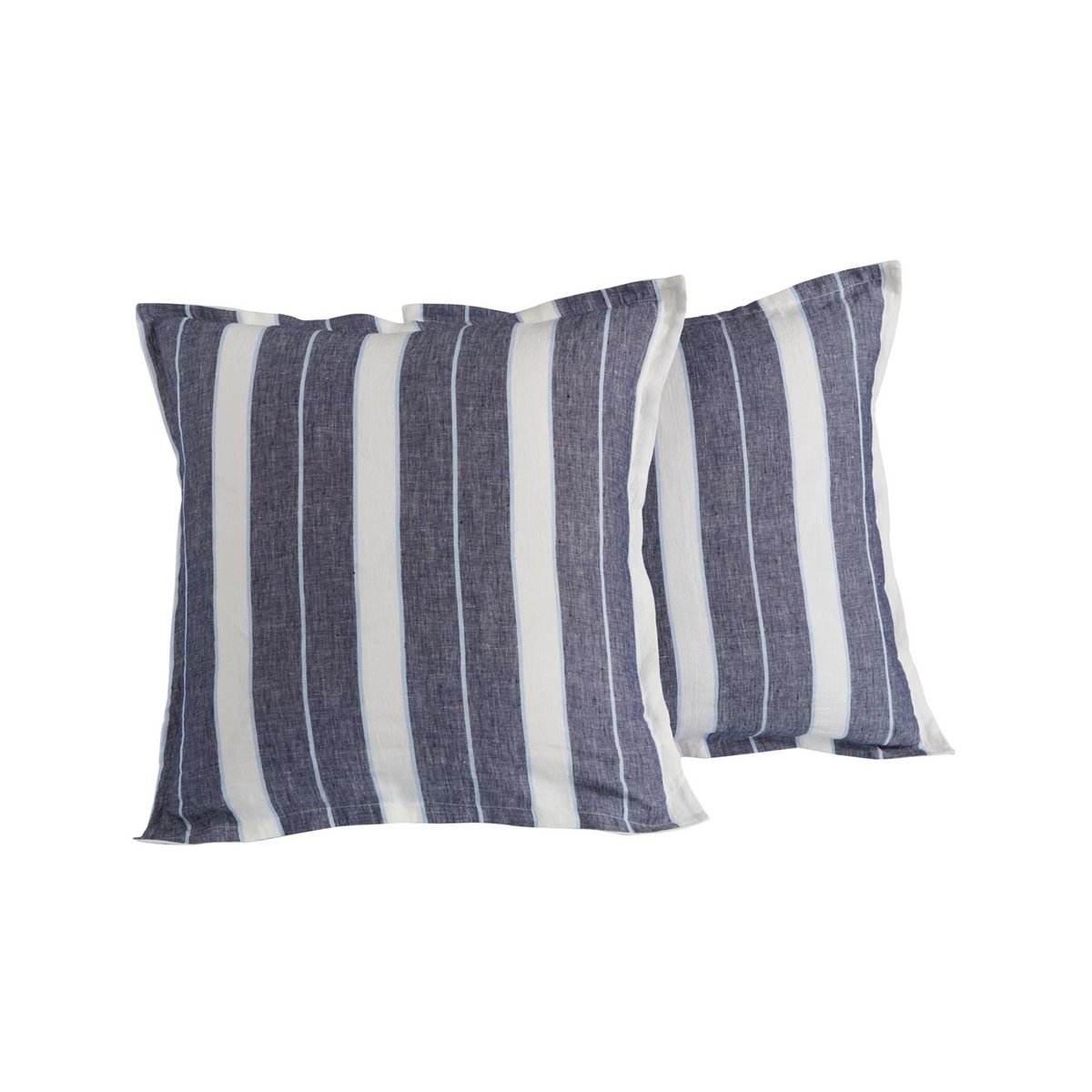 Lot de 2 taies d'oreiller en lin/co Indigo 65x65 cm Lot de 2 taies d'oreiller en lin/co Indigo 65x65 cm