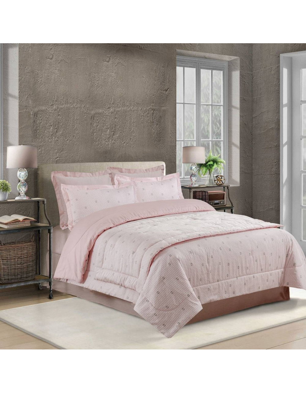 Housse de couette satin de coton Poudre 260x240