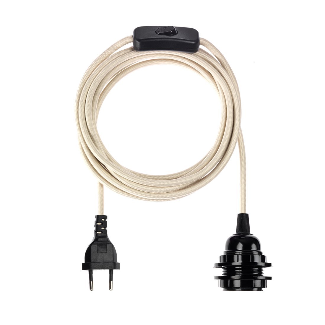 Fil électrique en tissu luminaire ivoire 4,5m Fil électrique en tissu luminaire ivoire 4,5m