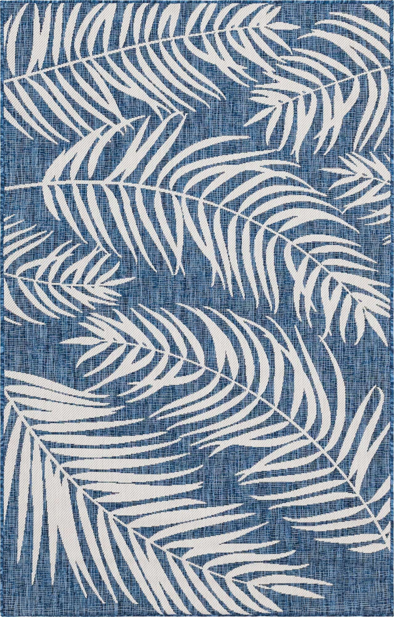 Tapis intérieur extérieur bleu au motif palmier 200x290