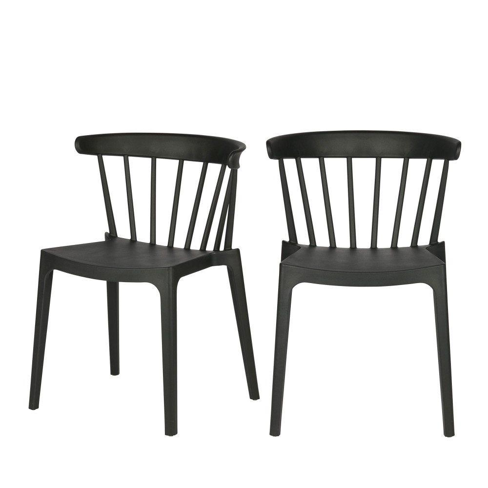 2 chaises indoor et outdoor en plastique noir