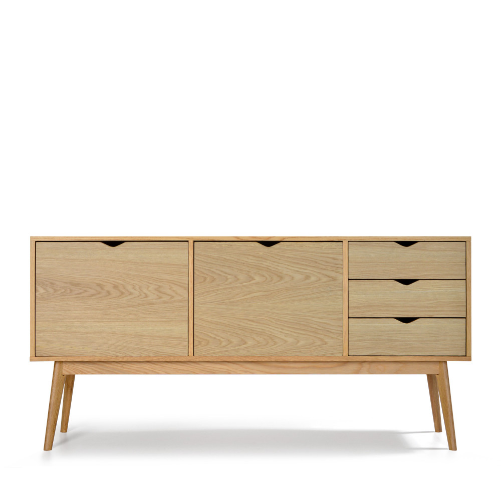 Buffet design 2 portes 3 tiroirs chêne