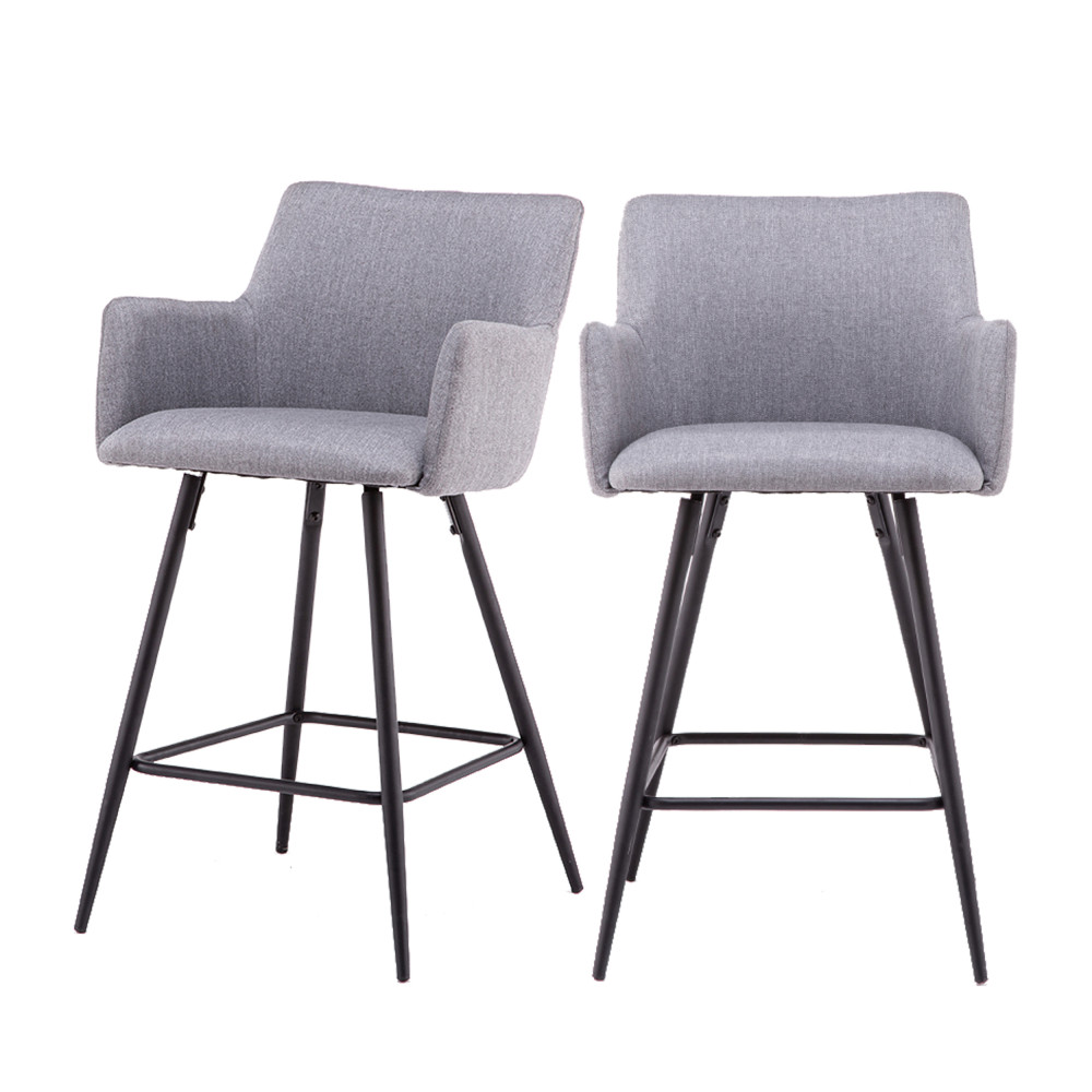 2 chaises de bar en métal et tissu 62cm gris 2 chaises de bar en métal et tissu 62cm gris