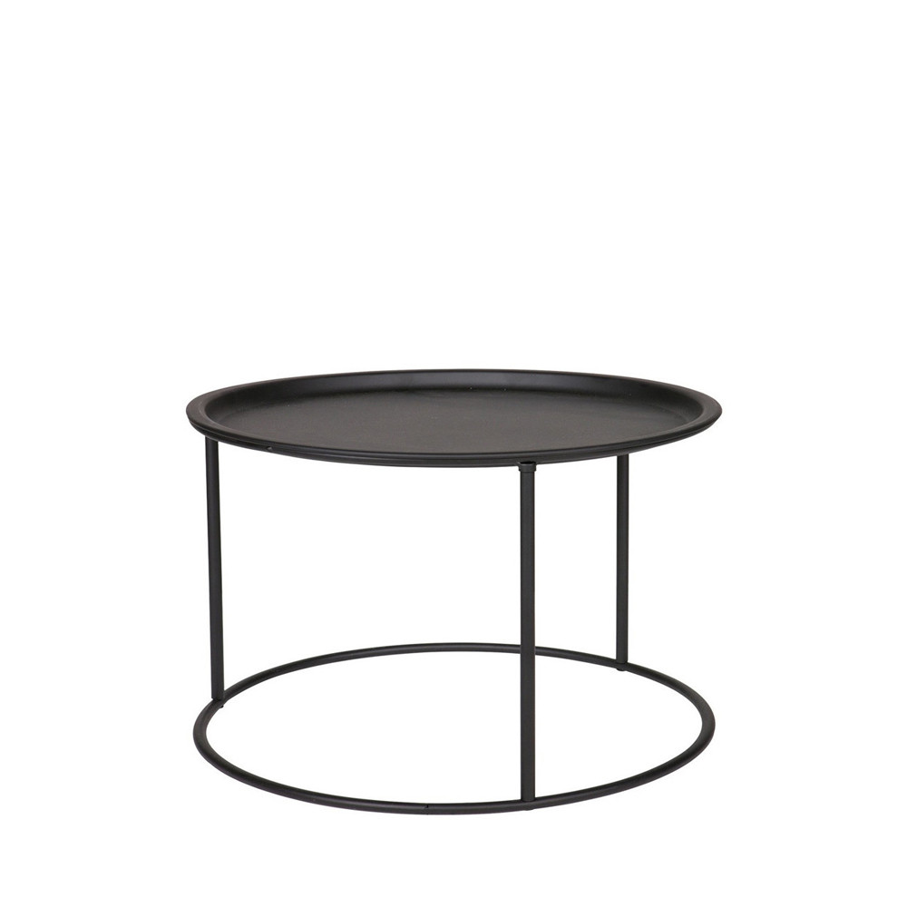 Table basse plateau amovible métal L noir