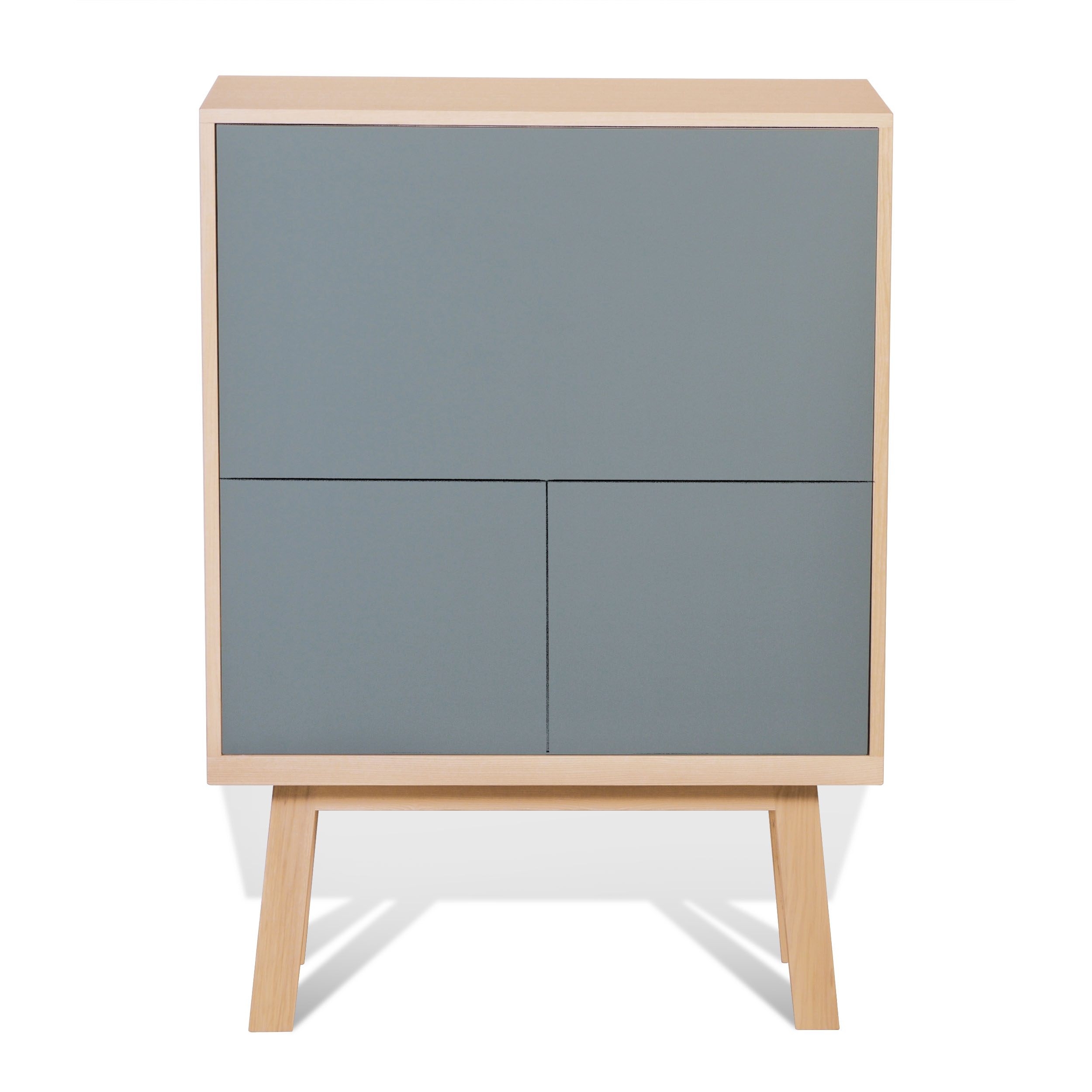Bureau secrétaire en bois bleu gris lehon