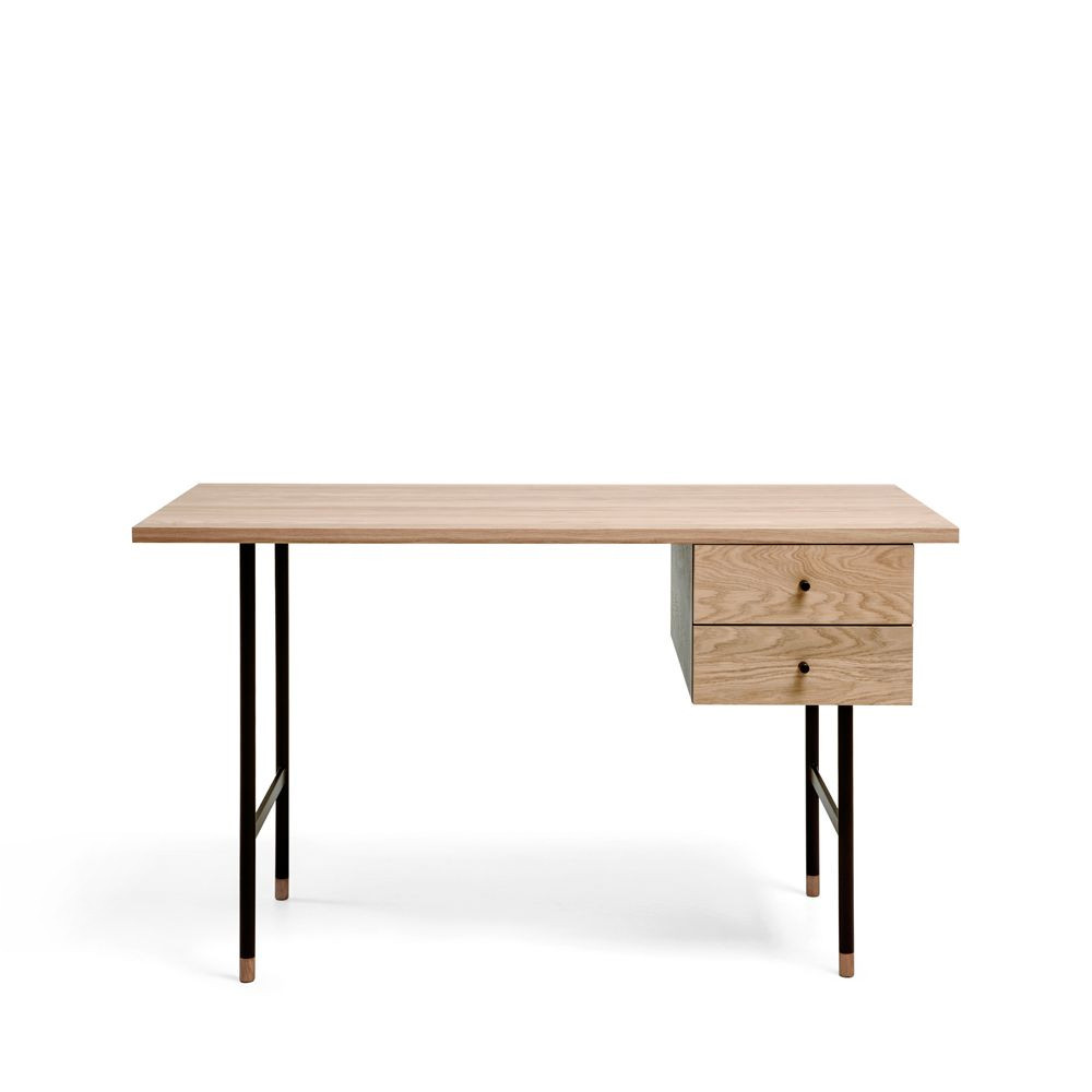 Bureau design bois et mÃ©tal 2 tiroirs chÃªne