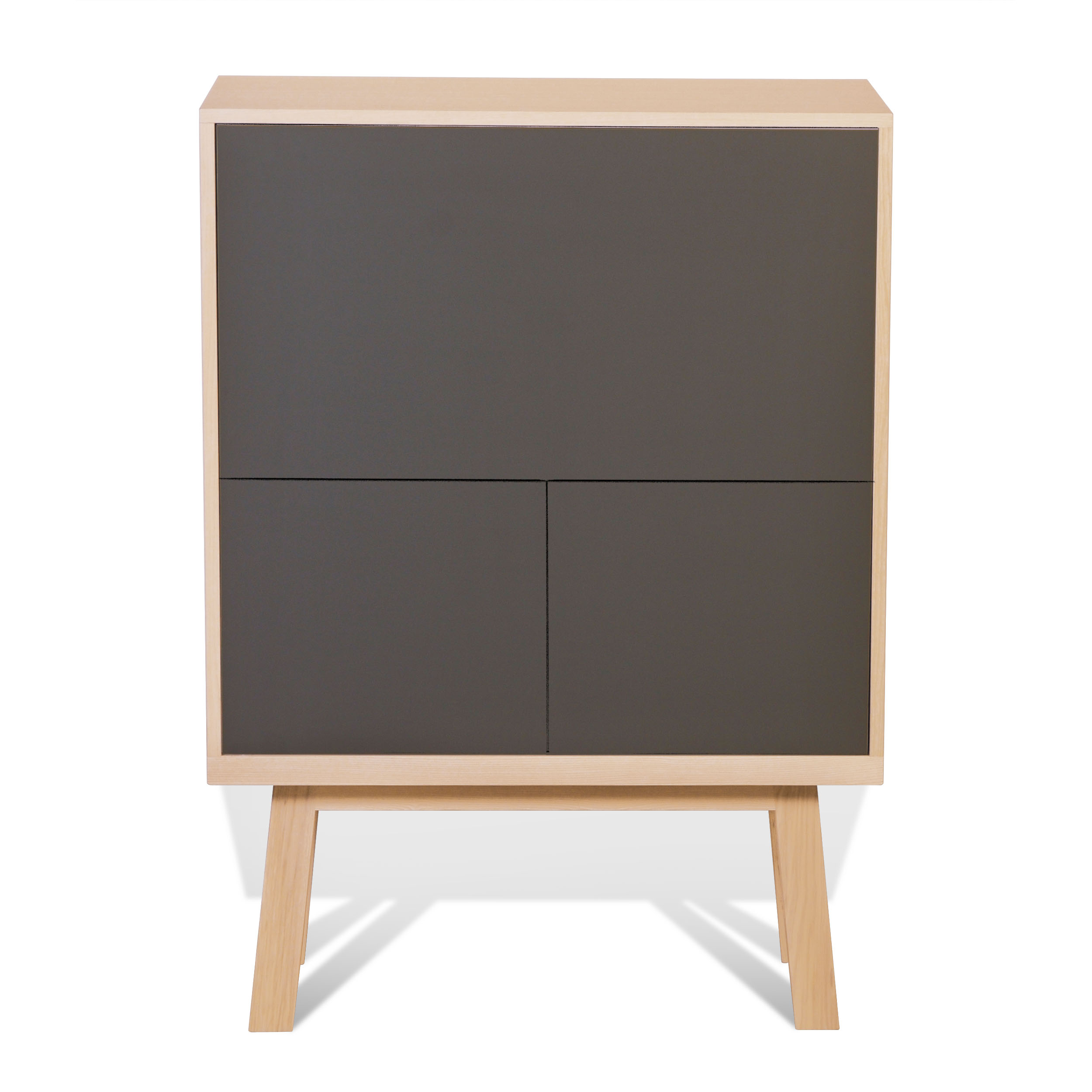 Bureau secrétaire en bois gris chocolat tanis