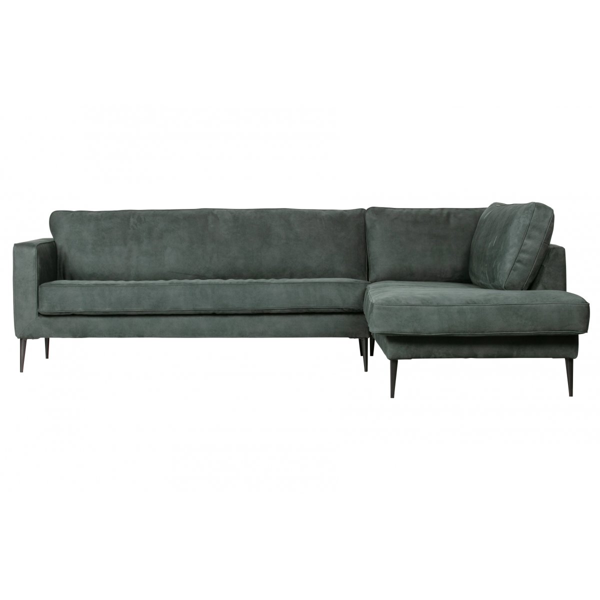 Canapé angle droit aspect daim vert foncé Canapé angle droit aspect daim vert foncé