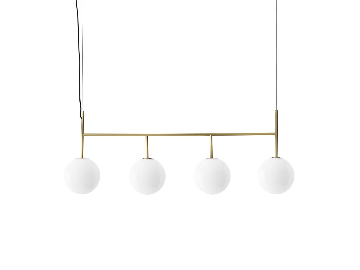 Suspension 4 têtes verre opale et laiton Suspension 4 têtes verre opale et laiton