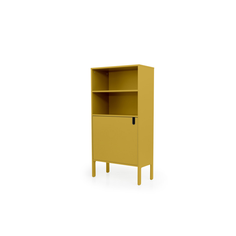 Buffet haut 152cm avec niches et placard Moutarde