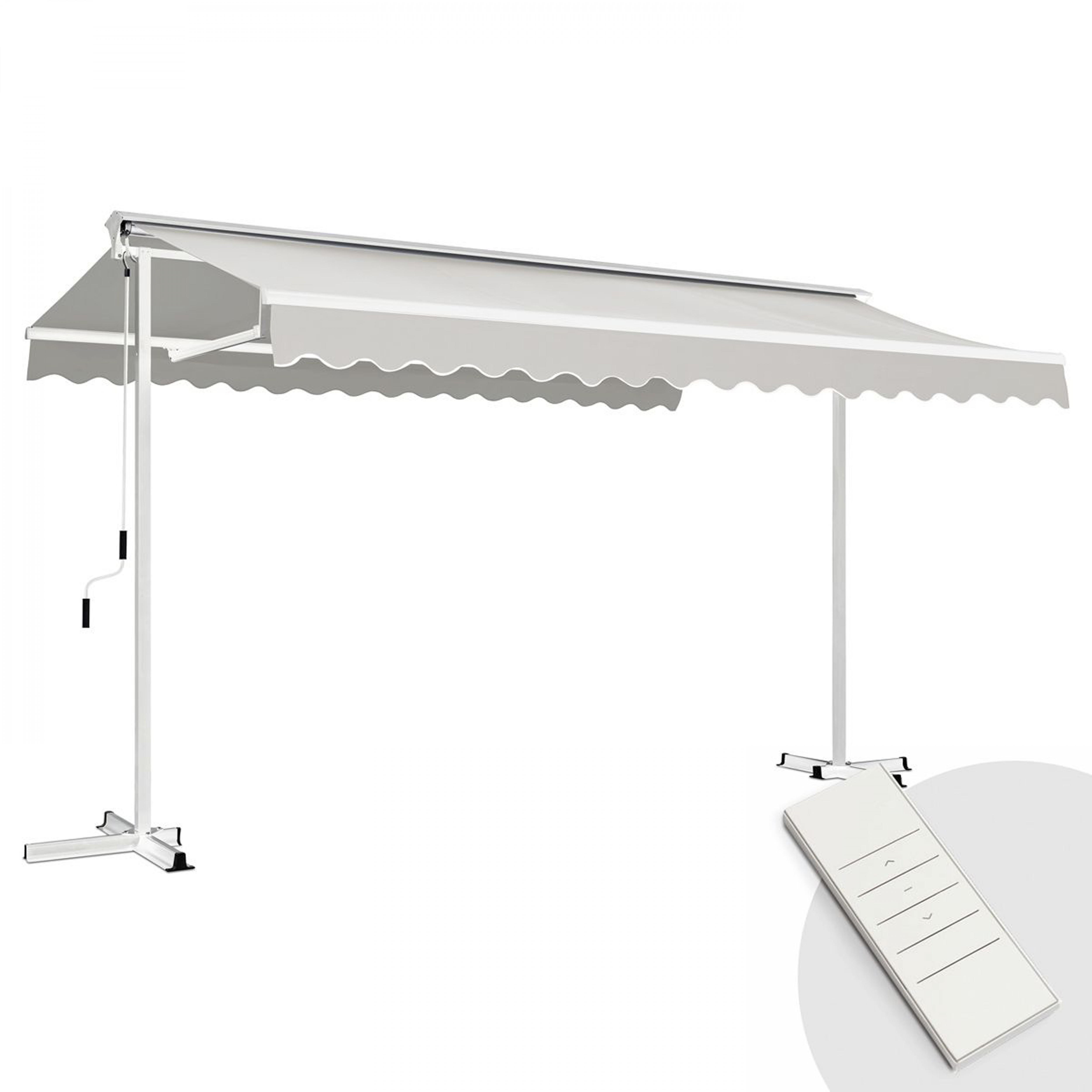 Store mobile électrique double pente 3 x 4m aluminium taupe